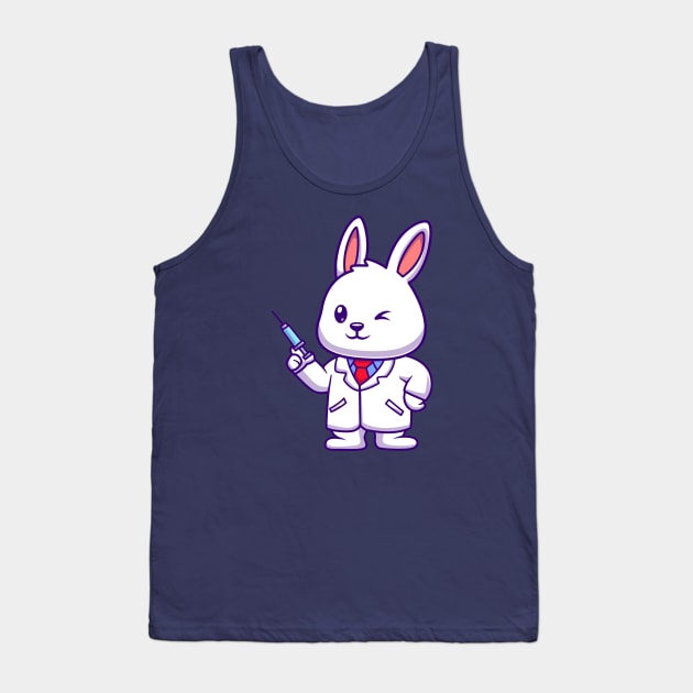 Cute Rabbit Doctor Holding Injection Cartoon Tank Top by Catalyst Labs